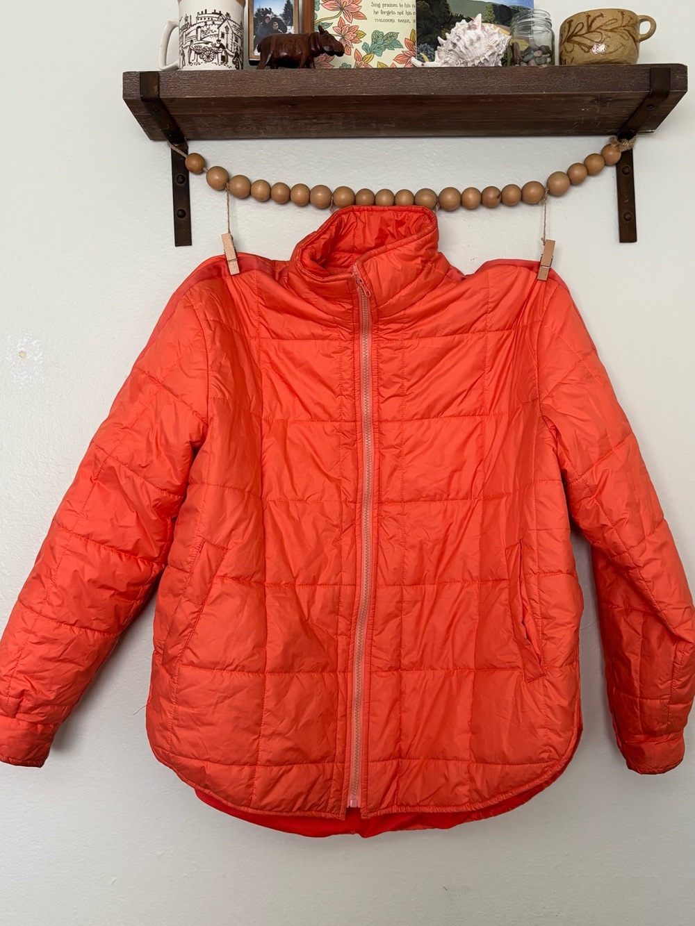 Women’s Lightweight Quilted Puffer Jacket - Orange